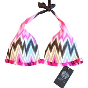 NEW Vince Camuto Cruise Bright Plum Halter Bikini Top Size Small